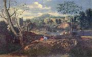 Nicolas Poussin Ideale Landschaft oil painting on canvas